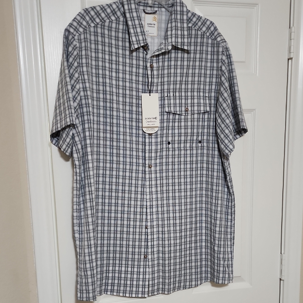 Men's Gray Plaid Short Sleeve Shirt